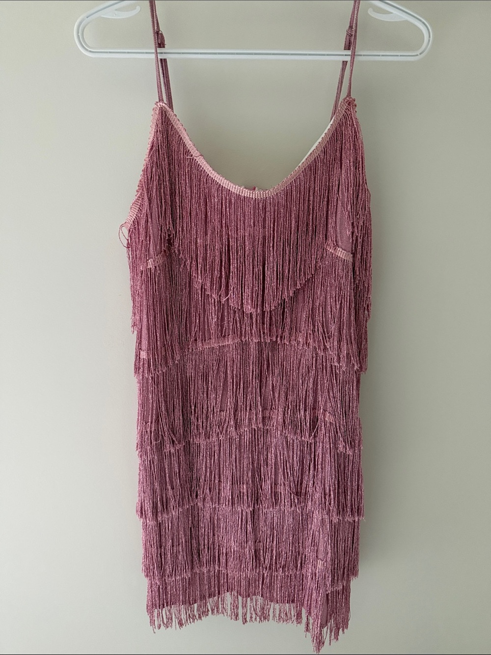 Fringe Slip Dress - Dusty Rose